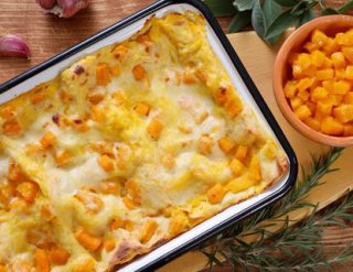 Kürbis-Vollkorn-Lasagne mit Bergkäse