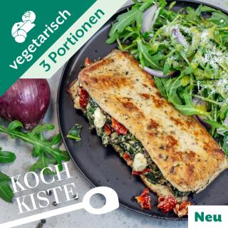Gefülltes Fungi Pad mit Feta und Spinat