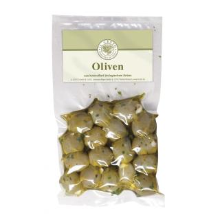 Griech. Oliven mit Knoblauch gefüllt