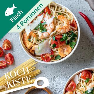 Spaghetti mit Garnelen und Cherry-Strauchtomaten