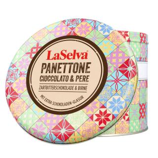 Panettone Schoko & Birne mit Schokoglasur "Mosaik", in der Dose