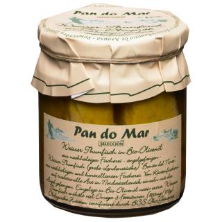 Weißer Thunfisch in Olivenöl im Glas