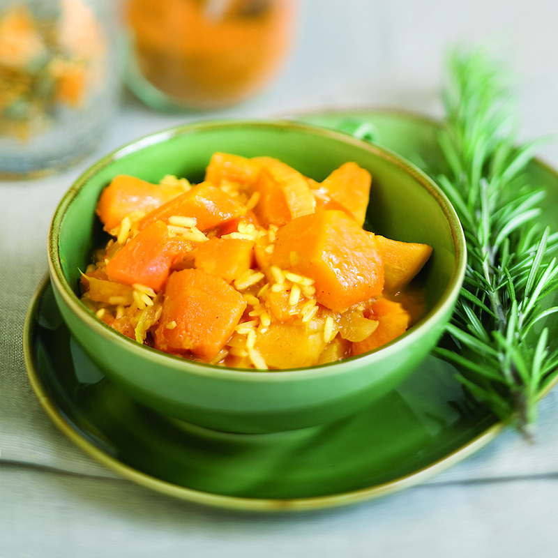 Kürbis-Curry mit Reis