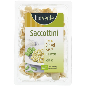 Dinkel Saccottini mit  Burrata-Spinat , bioverde