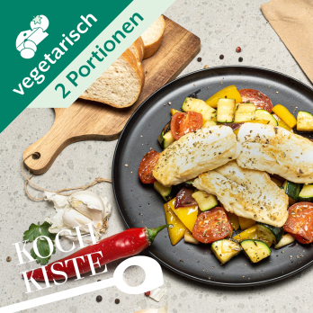 Ofen-Halloumi mit mediterranem Gemüse
