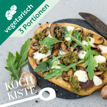 Pizza-Pilze mit Rucola