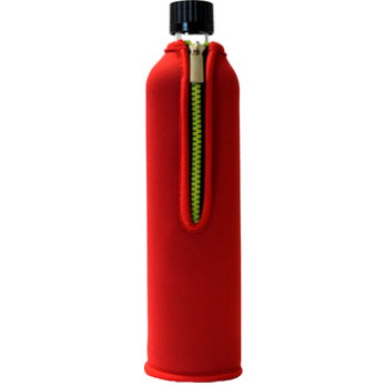 Glasflasche mit Neoprenbezug rot 500ml mit Herzen